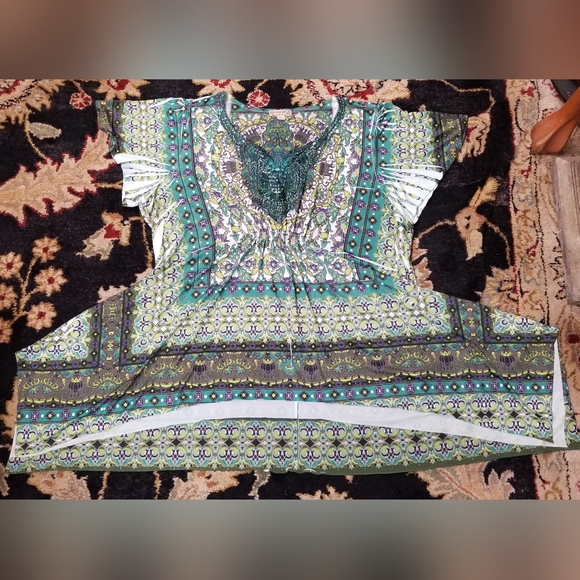 π’ SALE Energe World Wear Flutter Sleeve Lace Detail Womens Plus 3X Like New - Picture 6 of 9